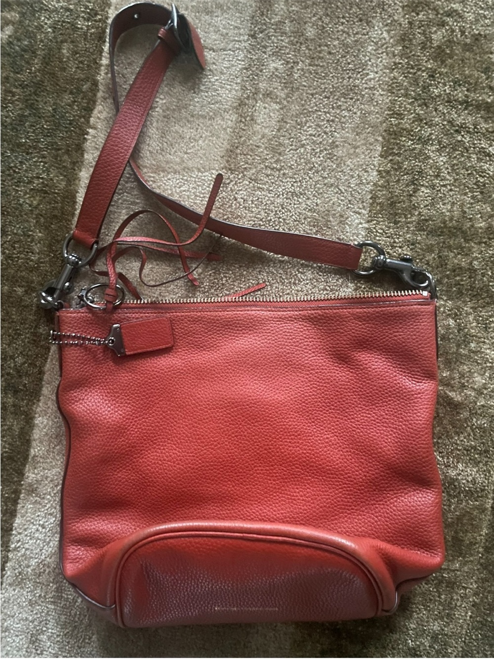 Pebbled Leather Shoulder duffle Coach bag purse